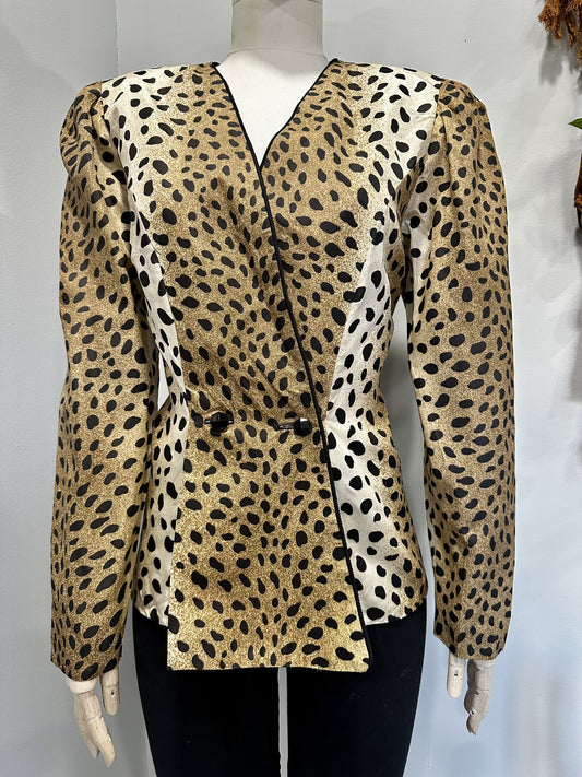 80s Cheetah Print Blazer Top